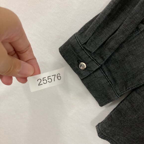 Quacker Factory Large Gray Embellished Long Sleeve Relaxed Button Down Festival - Picture 10 of 10